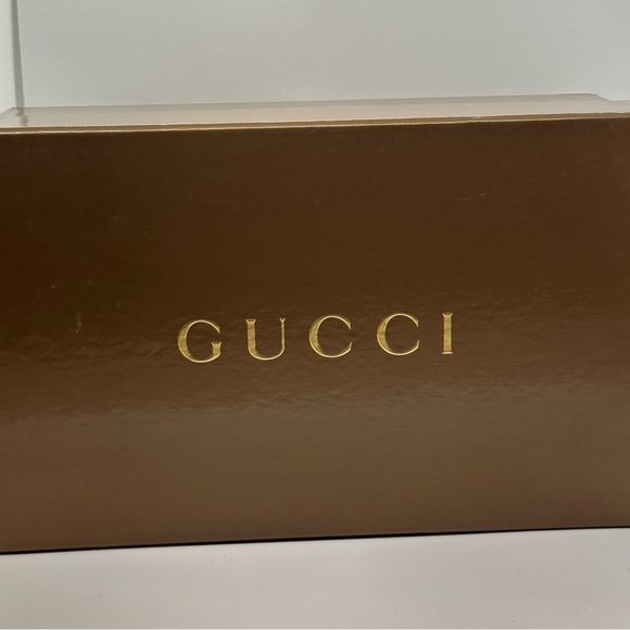 Gucci Women's Brown Suede Gold Lines Slip On Heel with Knot 7.5B 186645 - Picture 9 of 9